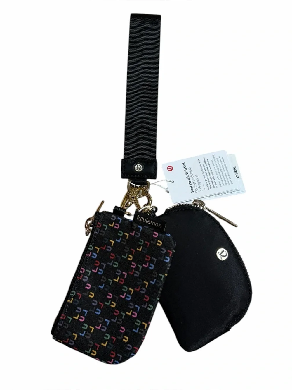 NWT Lululemon Dual Pouch Wristlet (Lulu Block Multi Black)